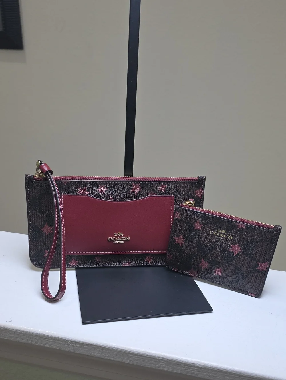 COACH F37564 Zip Top Wallet In Signature Canvas With Pop Star Print NWT